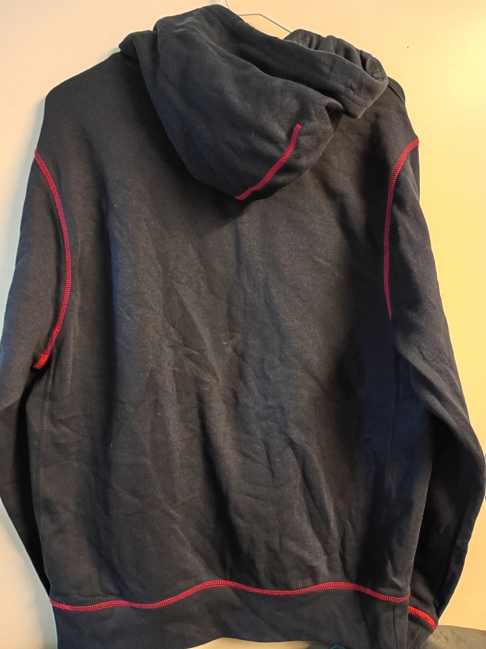 Nike Women's Navy Hoodie with Neon Green 'JUST DO IT.' and Red Accents